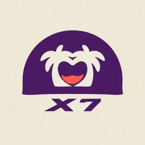 Logo de BarX7: media luna morada con palmeras y las letras X7